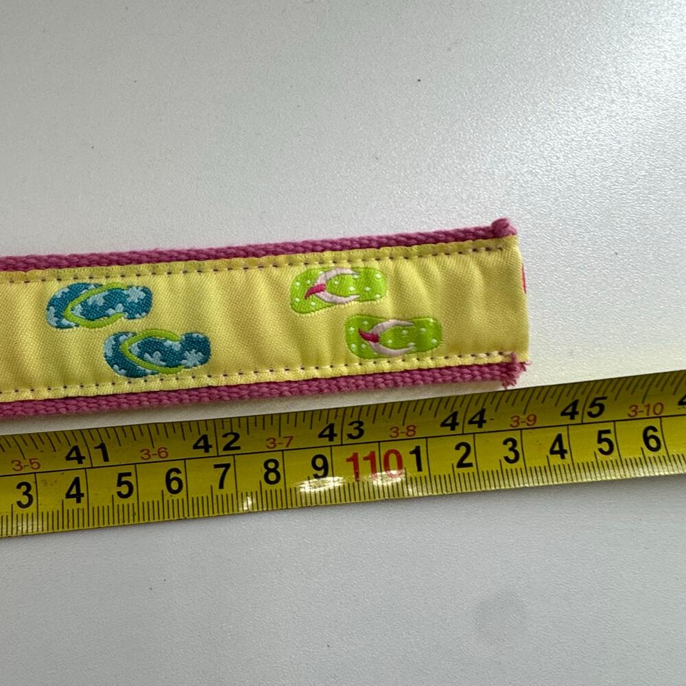 Flip Flop Hot Pink Canvas & Yellow Flip Flop Ribbon D-Ring Belt XL - Picture 4 of 4